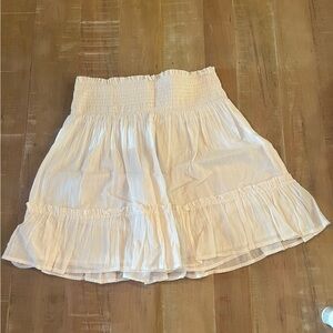 Urban Outfitters White Smocked Tiered Mini Skirt